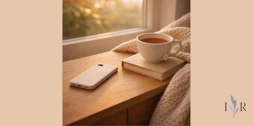 why your brain feels better after being offline phone face down beside tea and book