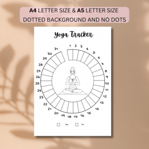 Printable 31-day yoga tracker in A4 and A5 sizes